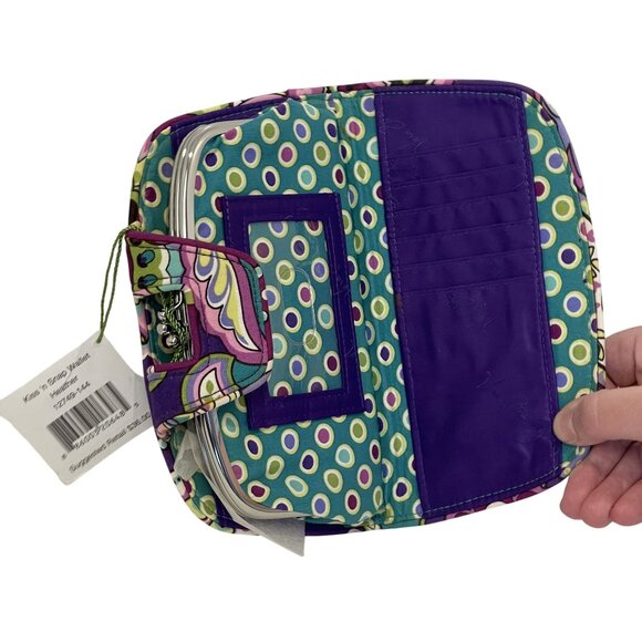 NWT Vera Bradley Kiss N Snap Wallet Heather Pattern Fabric Snap Closure Card Slo - Picture 3 of 6